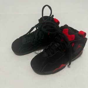 Jordan Kids Black and Red High-Top Sneakers